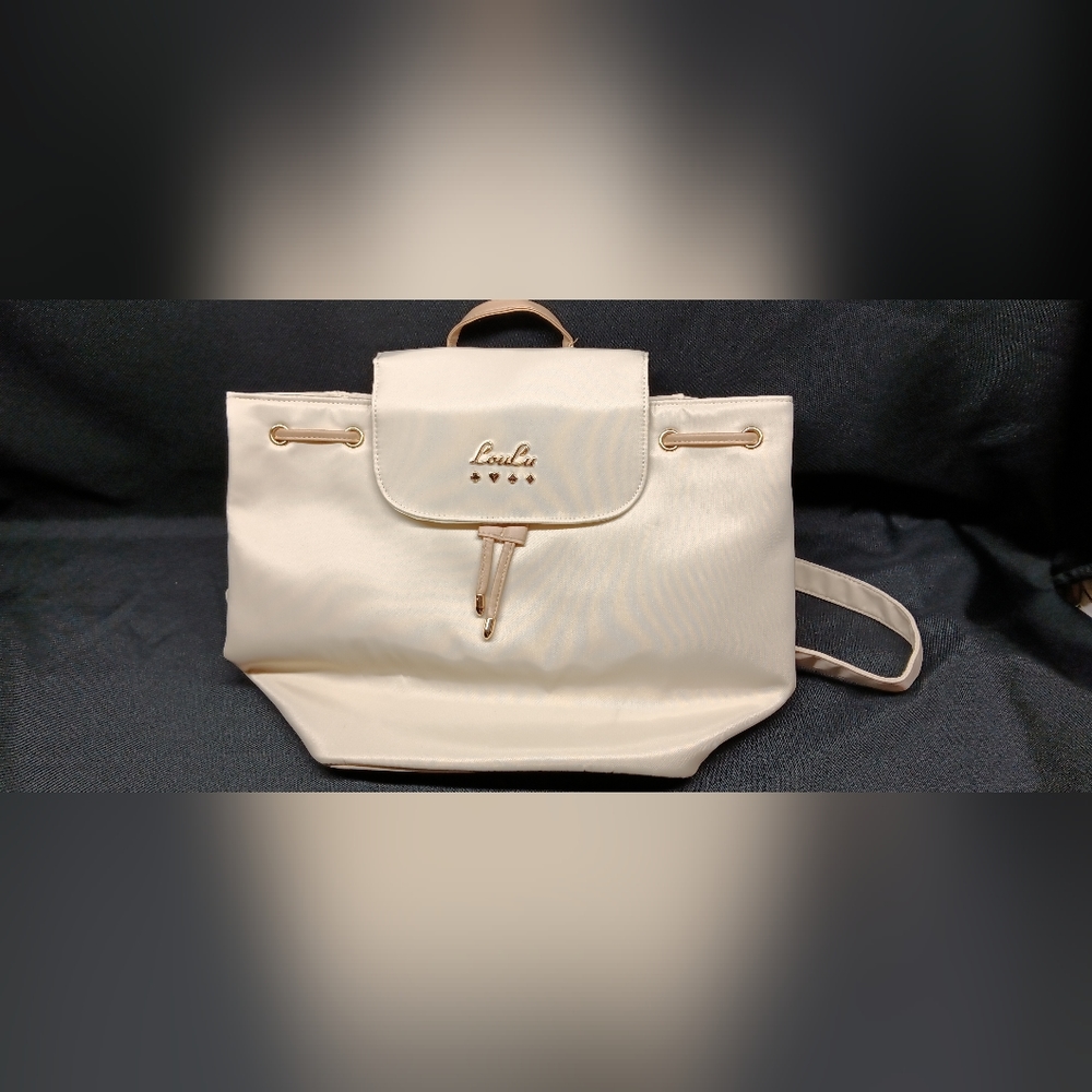 LouLu Drawstring Backpack Purse Brand New Cream